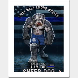 Blue Line Sheep dog Posters and Art